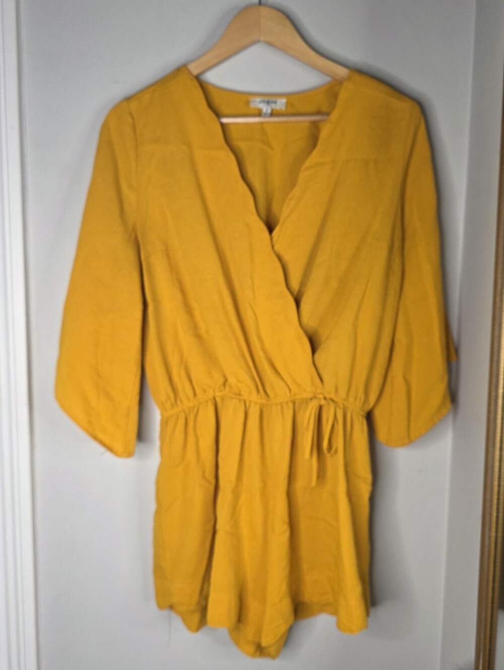 Mustard Yellow Women's Wrap Romper Dress